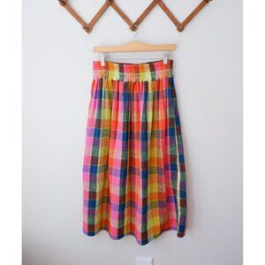 Ace & Jig Rara Knit Colorful Plaid Cottage Organic Cotton Midi Skirt, small